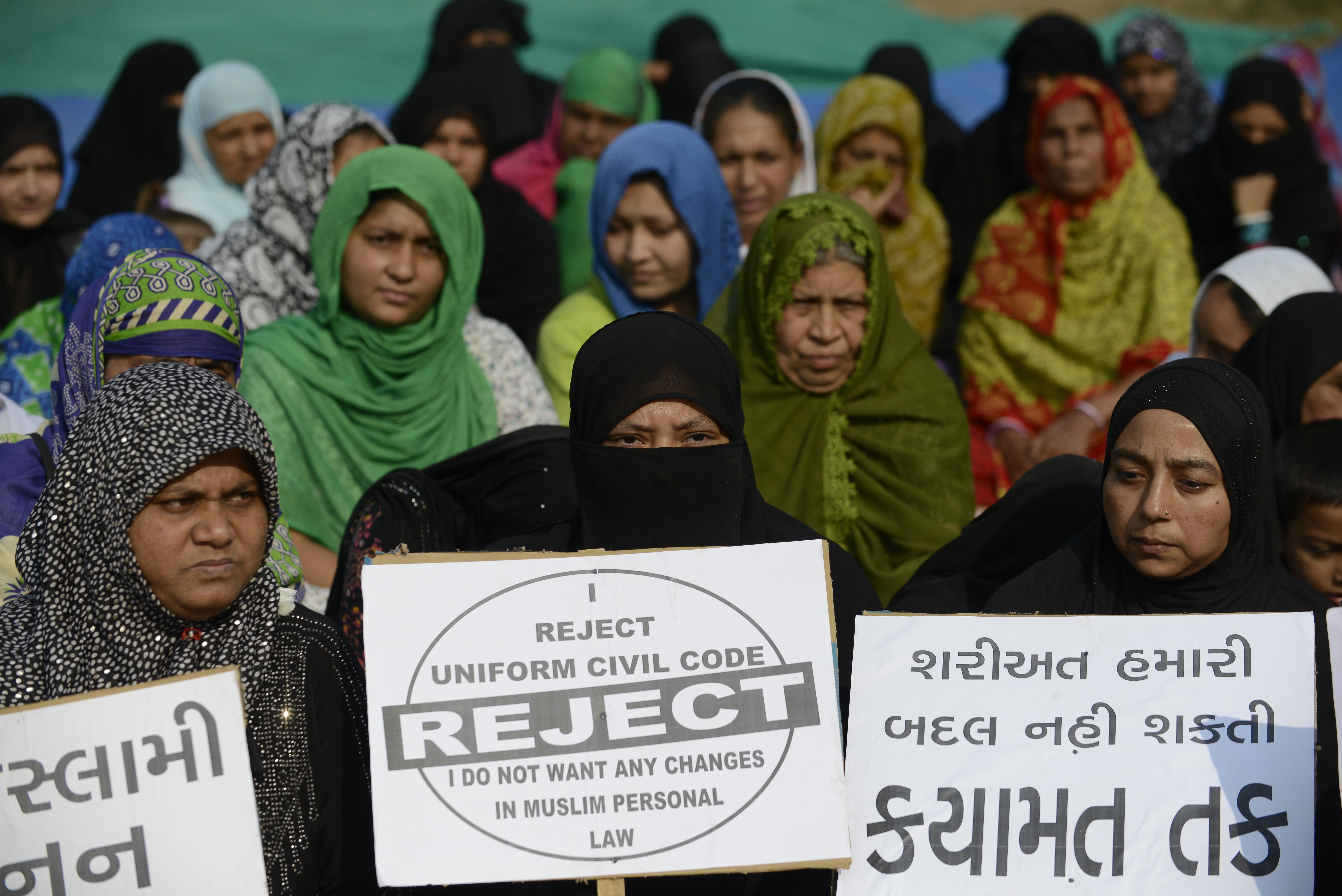 File: Indian Muslim women participate in a rally to oppose the introduction of a ‘uniform civil code’ in 2016