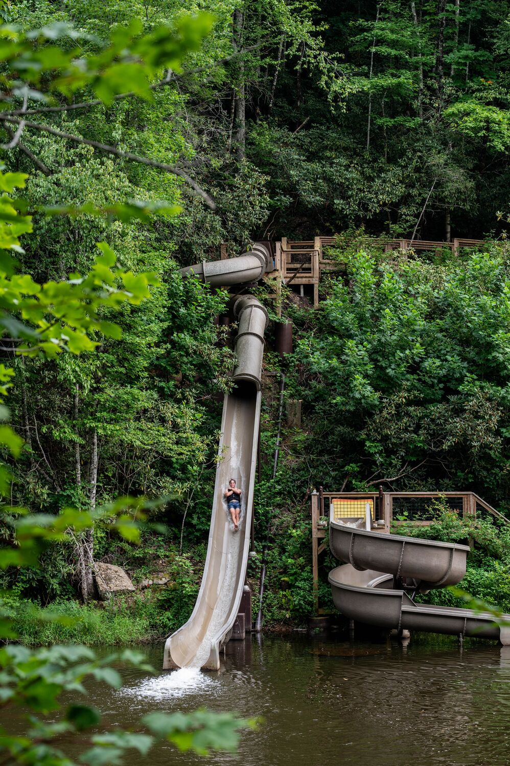 Families will love the water slides, pond and family pool at Blackberry Mountain