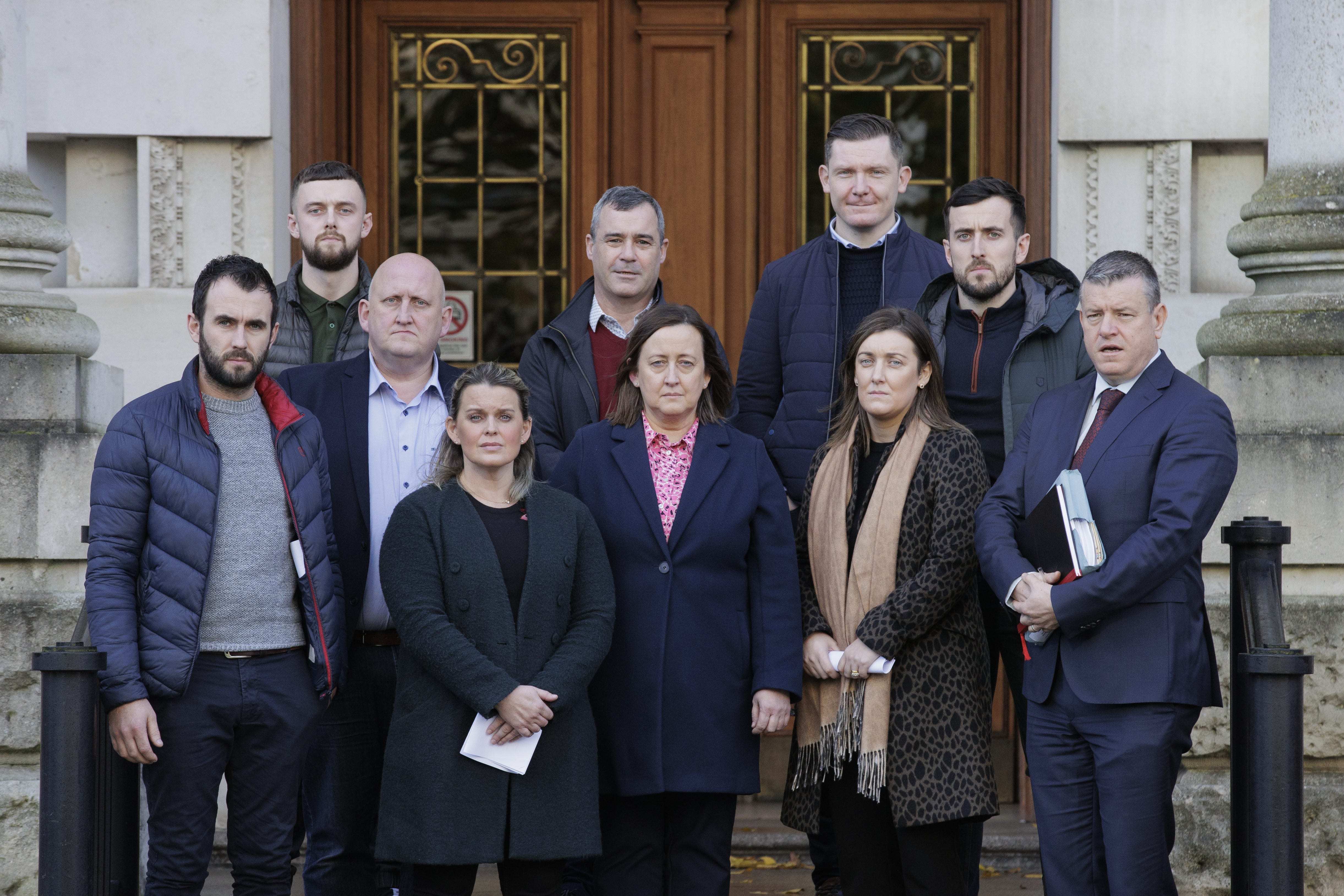 The family of Sean Brown at a previous hearing (Liam McBurney/PA)