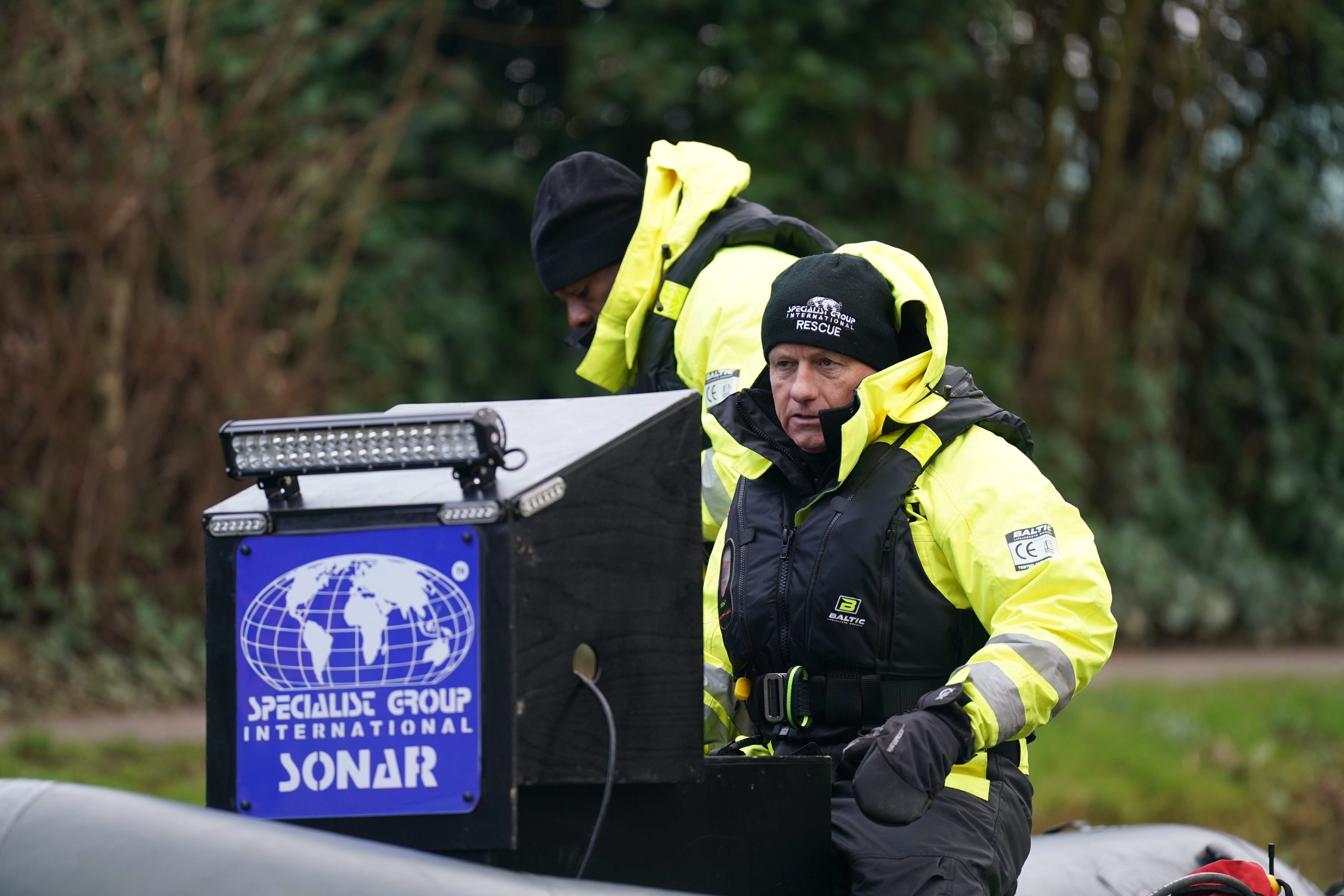 Peter Faulding (right), CEO of private underwater search and recovery company Specialist Group International (SGI), joins the search operation for two-year-old Xielo Maruziva at the river Soar