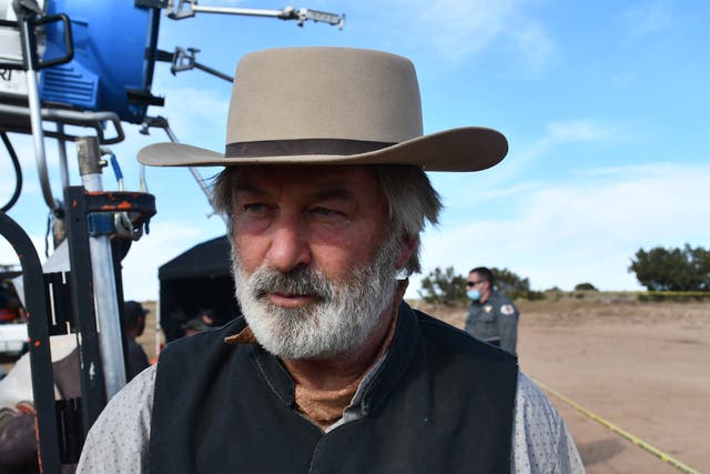 <p>Alec Baldwin being processed after the death of cinematographer Halyna Hutchins at the Bonanza Creek Ranch in Santa Fe, New Mexico, 21 October 2022</p>