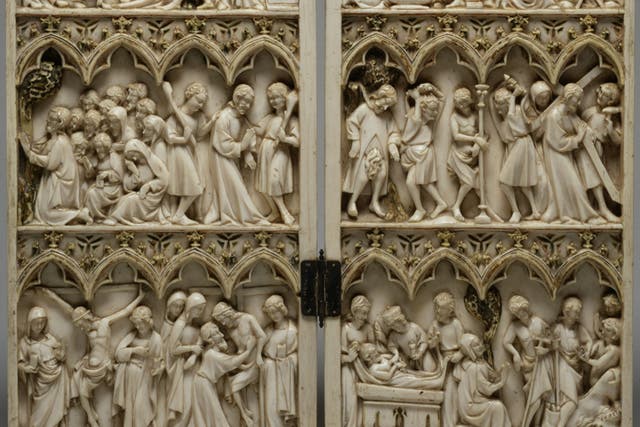 <p>This 14th century French artwork, now in the Walters Art Museum in Baltimore, gives some idea of what the complete 12th century masterpiece might have looked like</p>