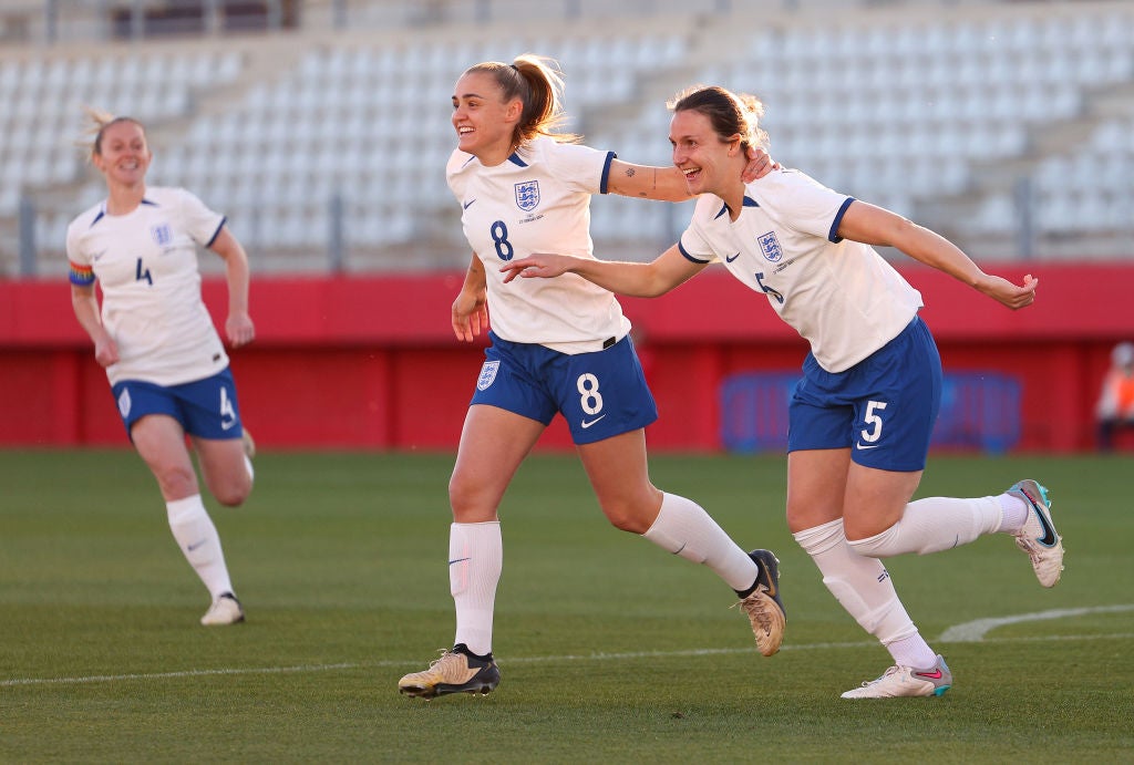 Wubben-Moy celebrates her first England goal