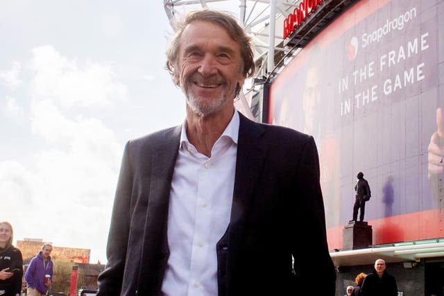 <p>Sir Jim Ratcliffe outside Old Trafford (Peter Byrne/PA)</p>