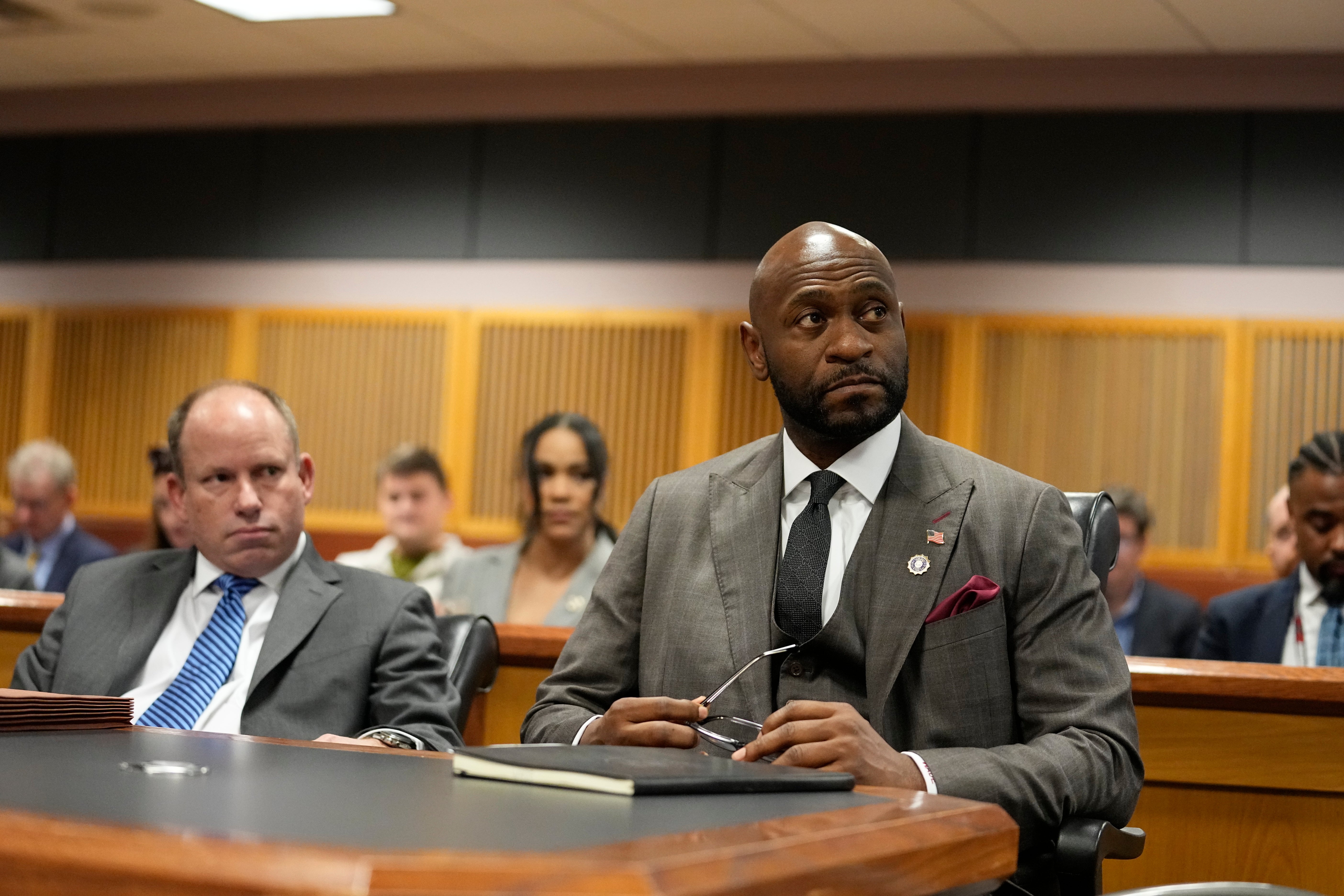 Nathan Wade, a special prosecutor in an election interference case against Donald Trump and more than a dozen others, attends a hearing involving allegations against him and Fulton County District Attorney Fani Willis on 27 February