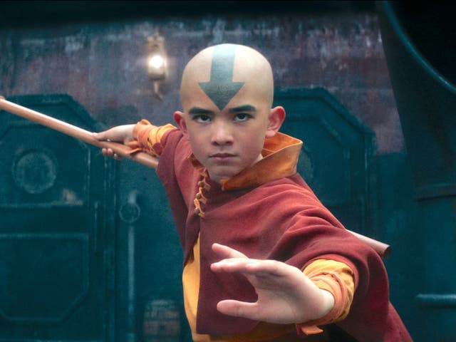 <p>Gordon Cormier as Aang in season 1 of Avatar: The Last Airbender</p>