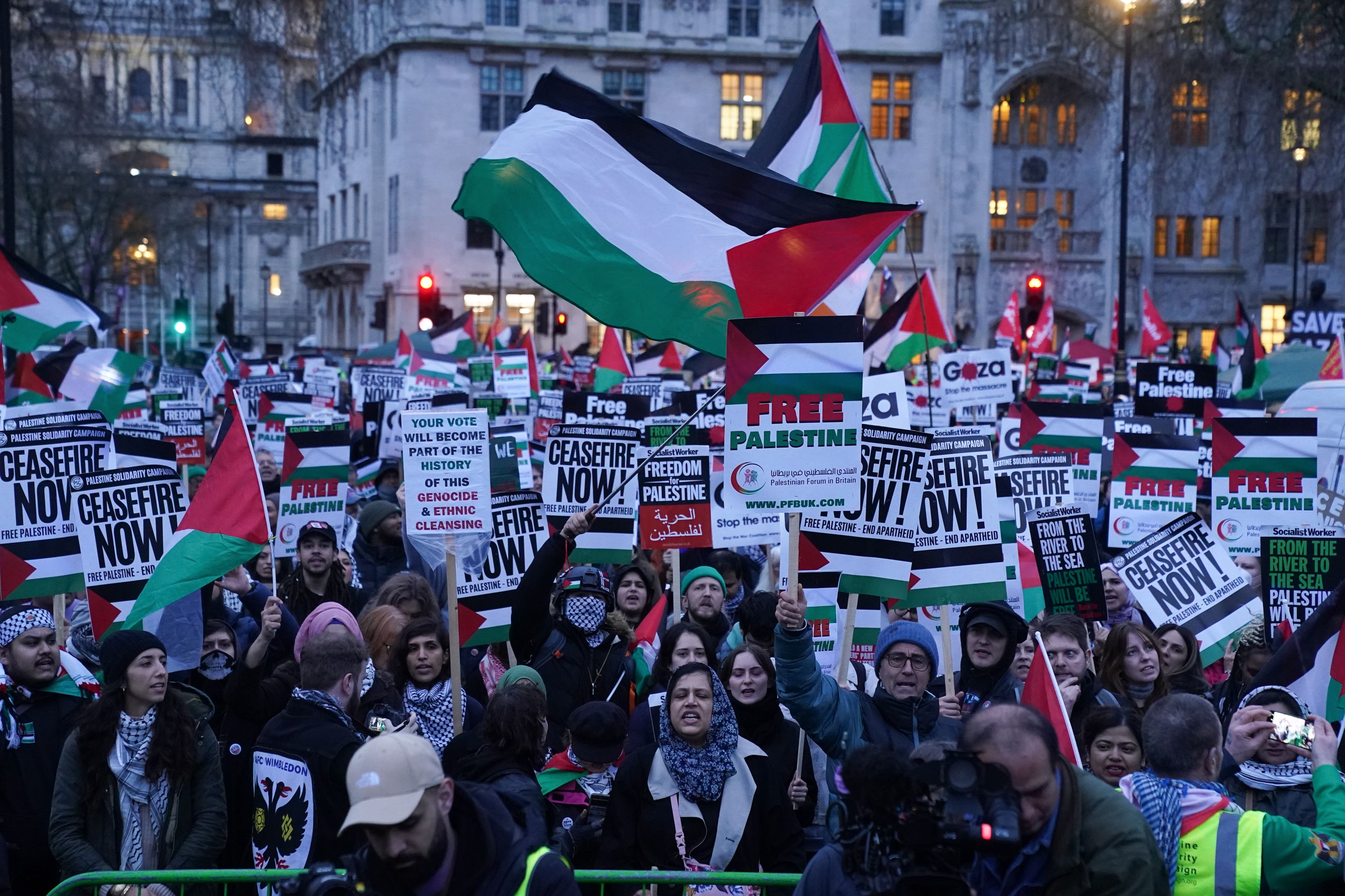 The Home Secretary said he was ‘not sure’ regular Gaza ceasefire marches were ‘adding value to the argument’ (Lucy North/PA)