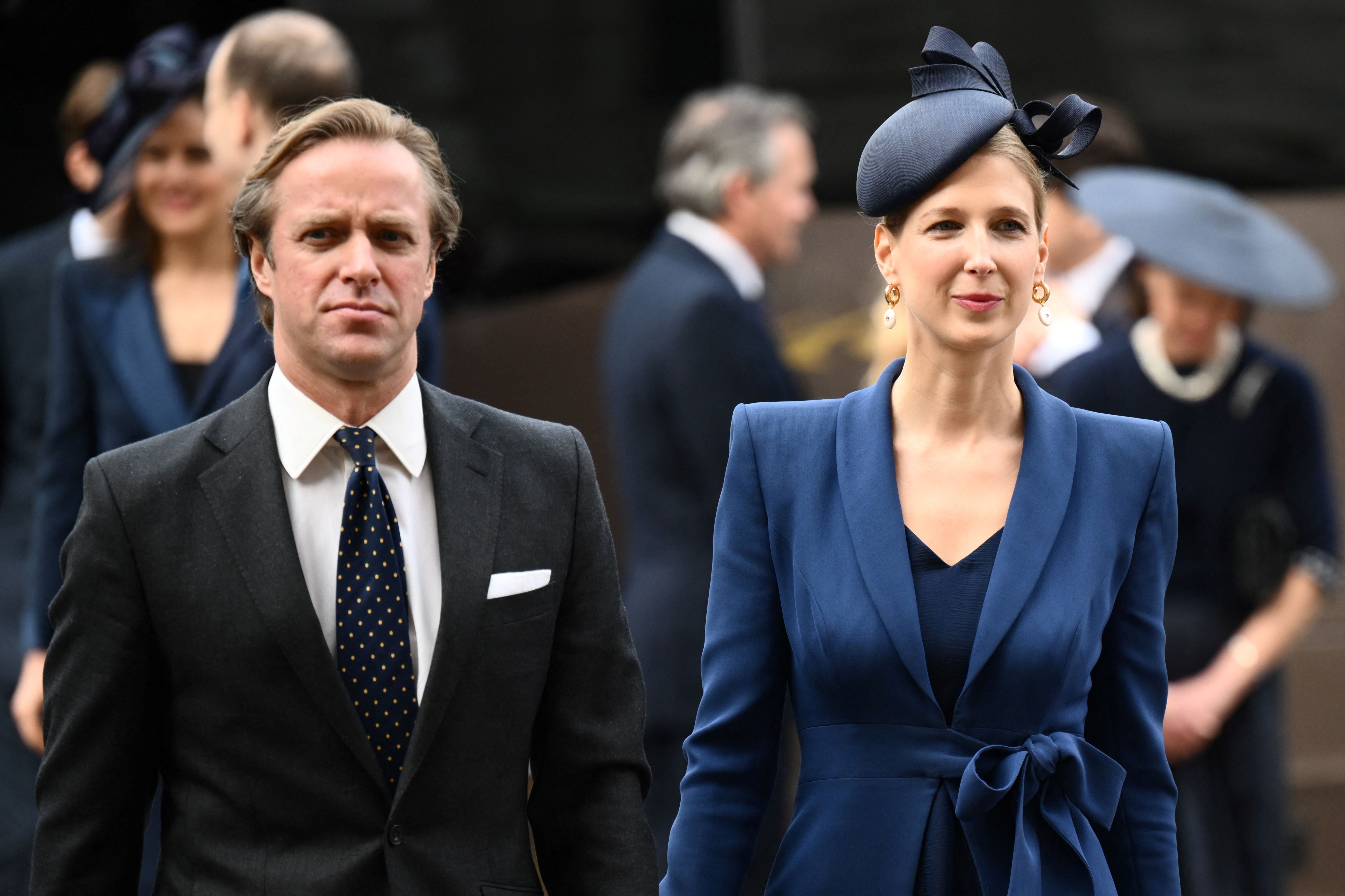 Thomas Kingston and Lady Gabriella Kingston arriving to attend a Service of Thanksgiving for Prince Philip at Westminster Abbey in 2022