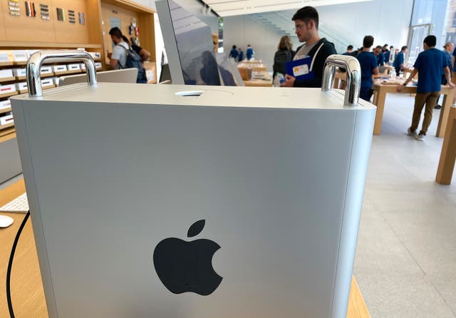 <p>The Apple logo is displayed on the side of an Apple Mac Pro tower at an Apple Store on August 04, 2023 in San Francisco, California.</p>