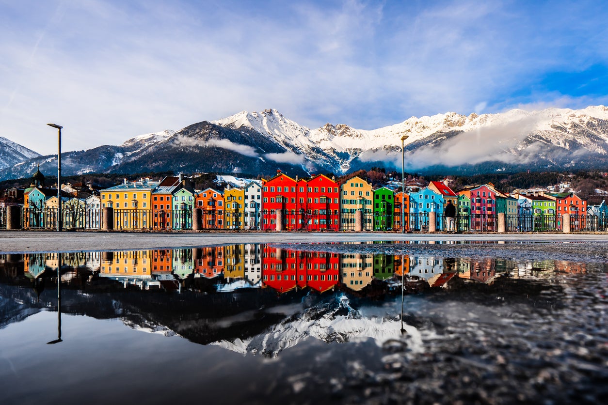 Innsbruck city is backdropped by 13 ski resorts