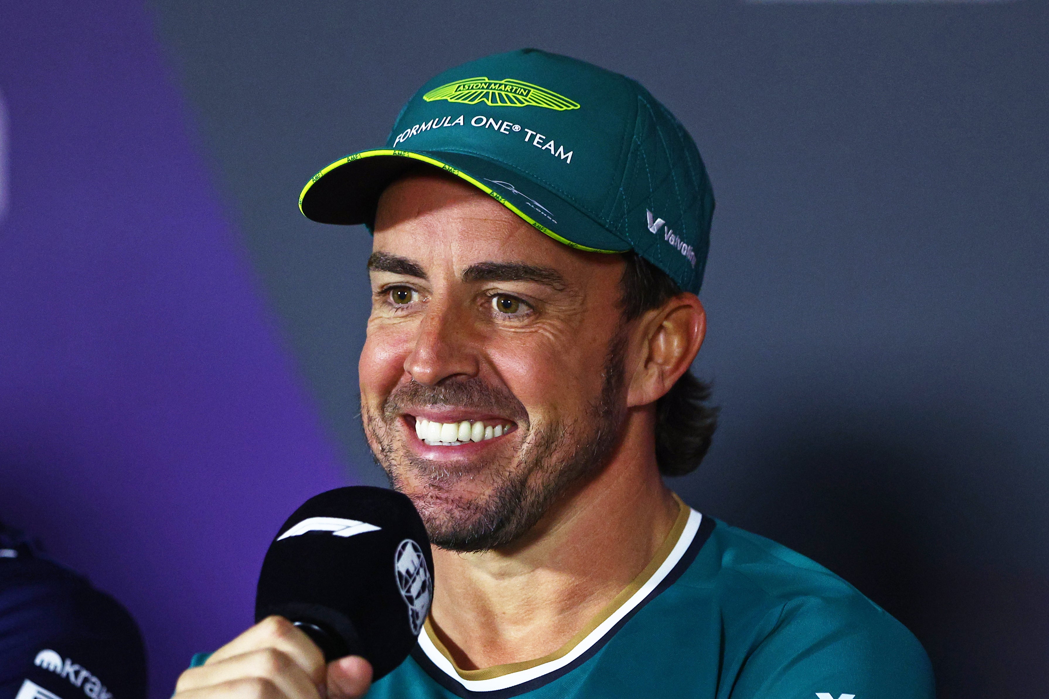 Alonso smiles as he discusses his future in Bahrain