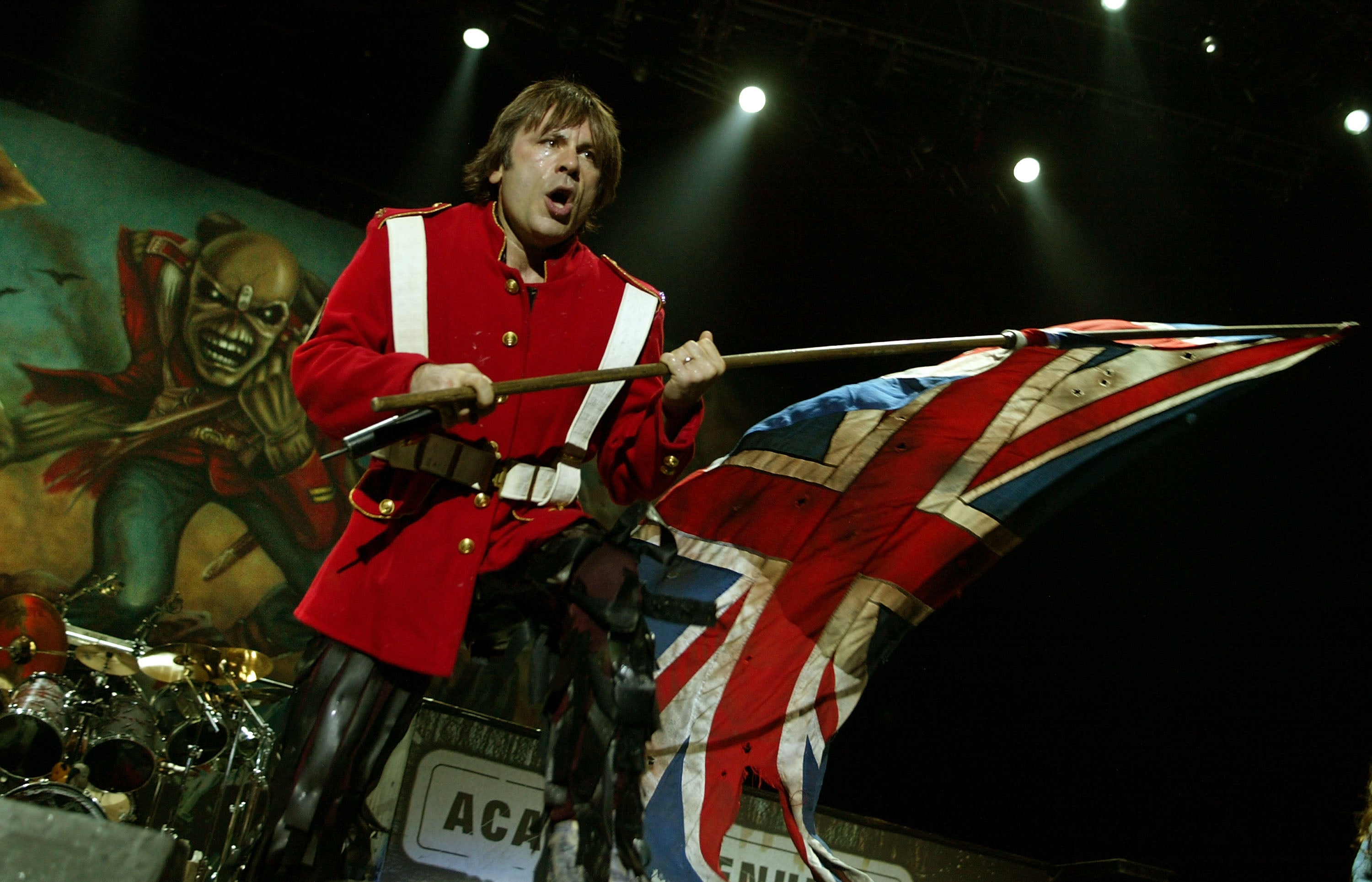 Bruce Dickinson performing with Iron Maiden in 2005