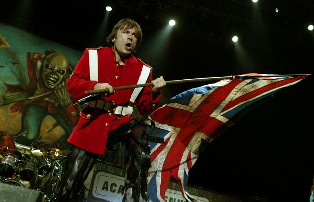 <p>Bruce Dickinson of Iron Maiden performing in 2005</p>