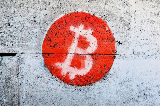 <p>A bitcoin logo is seen on the wall of a fishermen’s house in Playa Blanca, in the municipality of Conchagua, El Salvador, on 11 January, 2024</p>