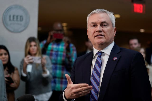 <p>Rep James Comer (R-KY), Chairman of the House Oversight Committee, speaks to reporters ahead of closed deposition</p>
