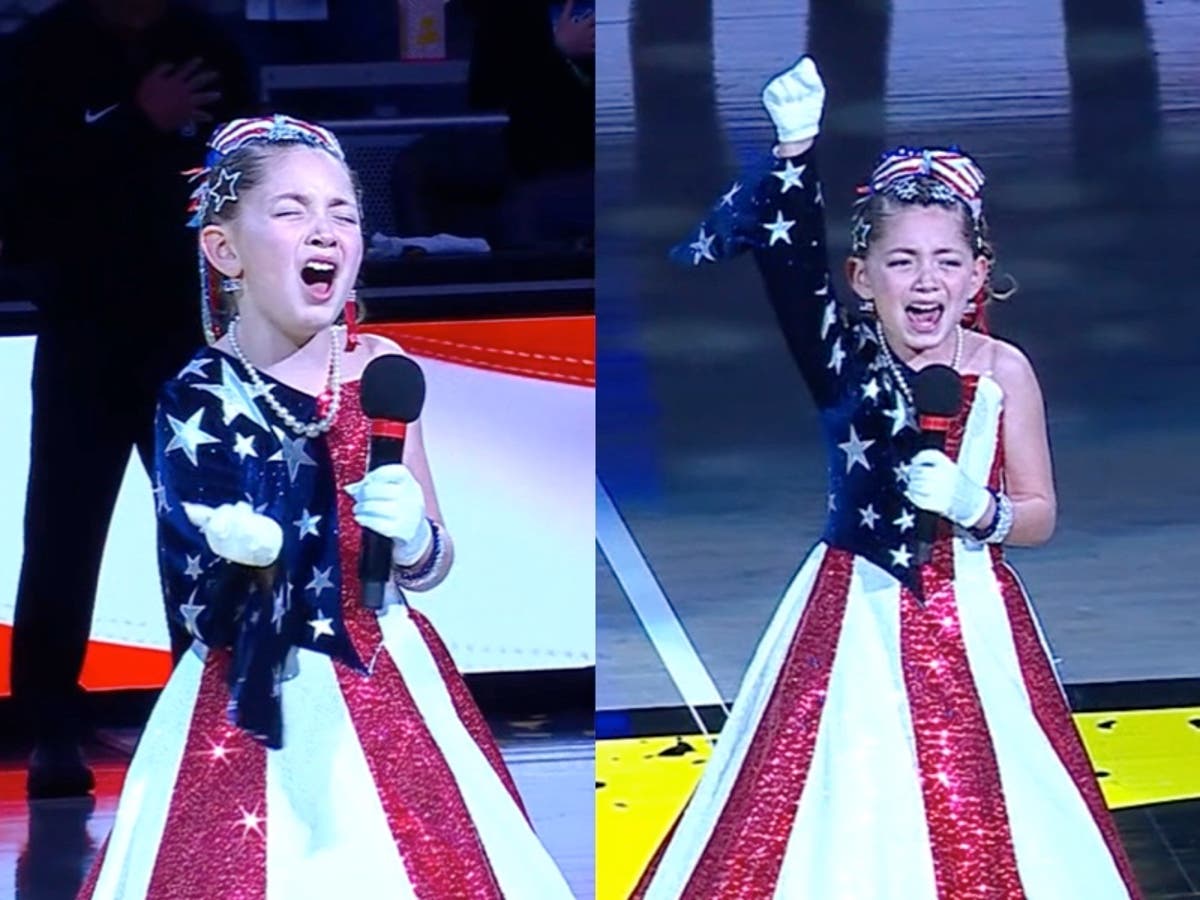 Kinsley Murray, eight, draws Fergie comparisons with ‘passionate’ National Anthem at Pacers game