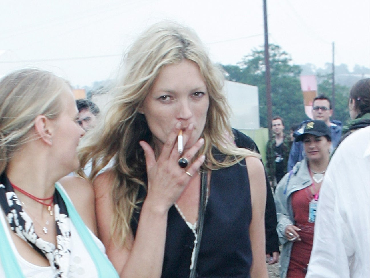 Kate Moss, once rarely seen without a cigarette in hand, now rarely smokes