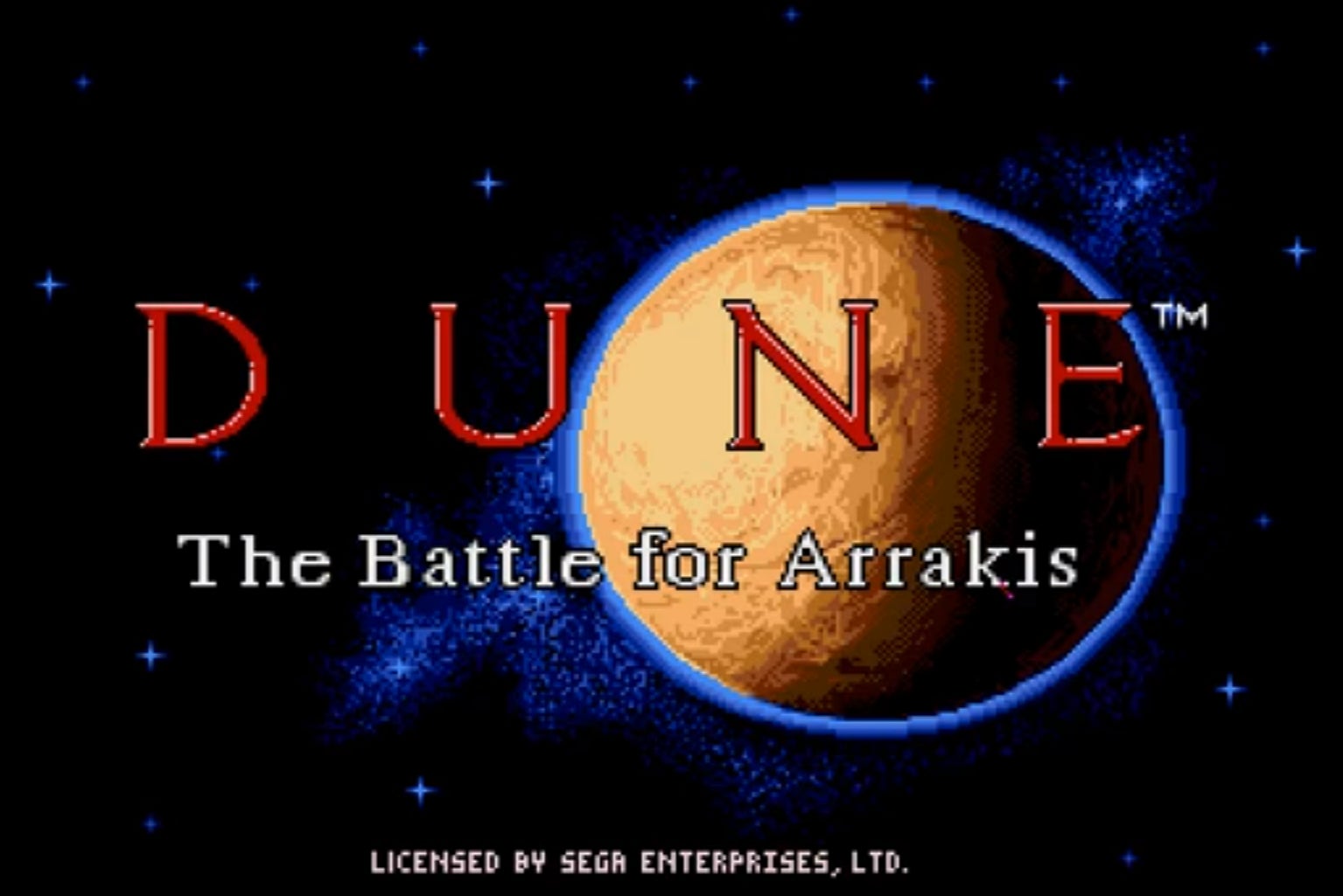 The title screen for the cult 1992 video game ‘Dune II: The Battle for Arrakis’