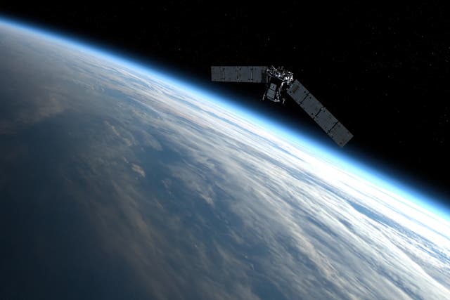 <p>Artist’s impression of the TIMED spacecraft in orbit, scanning Earth</p>