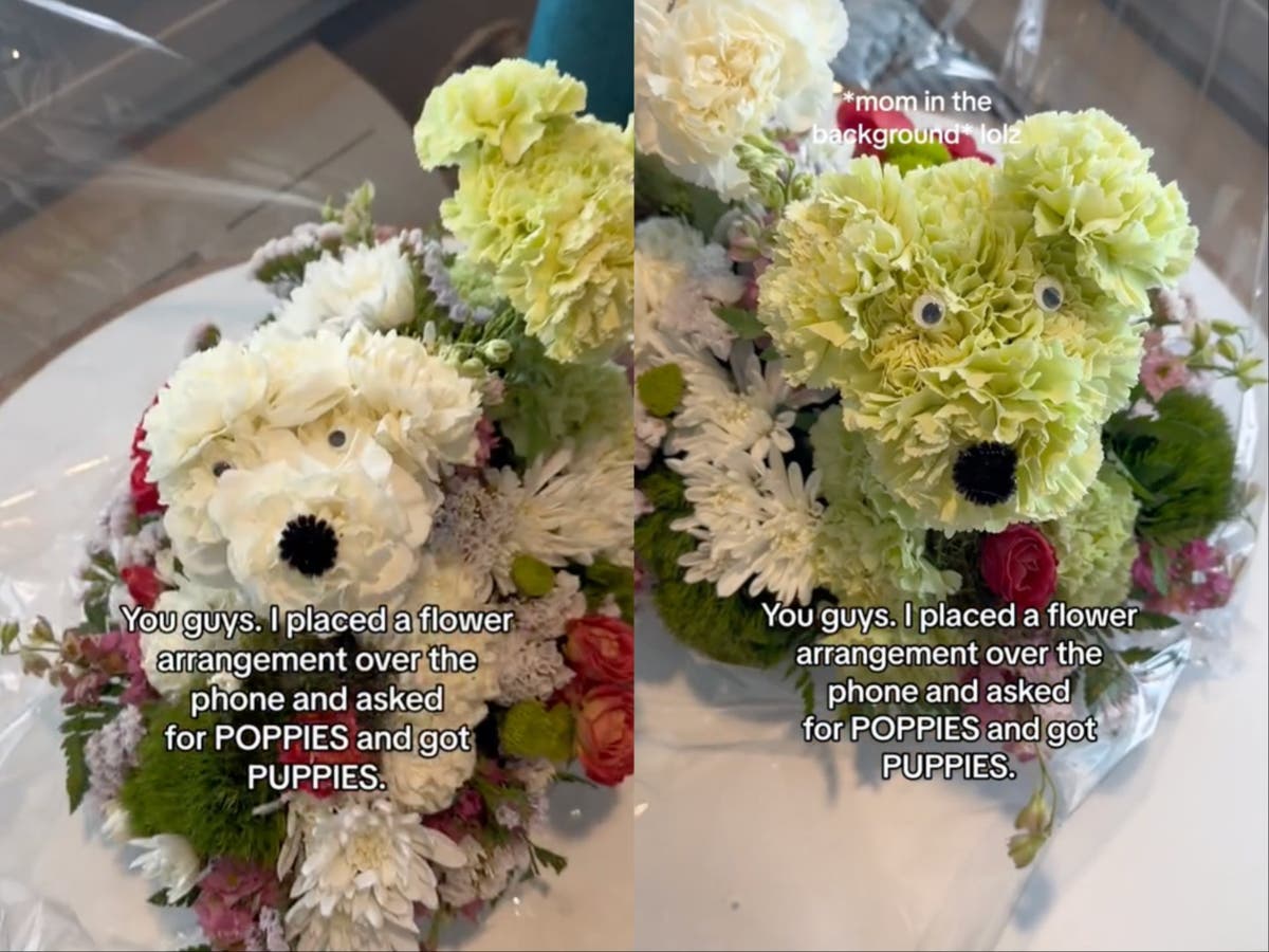 Woman orders bouquet of poppies and hilariously receives flowers shaped like puppy instead 