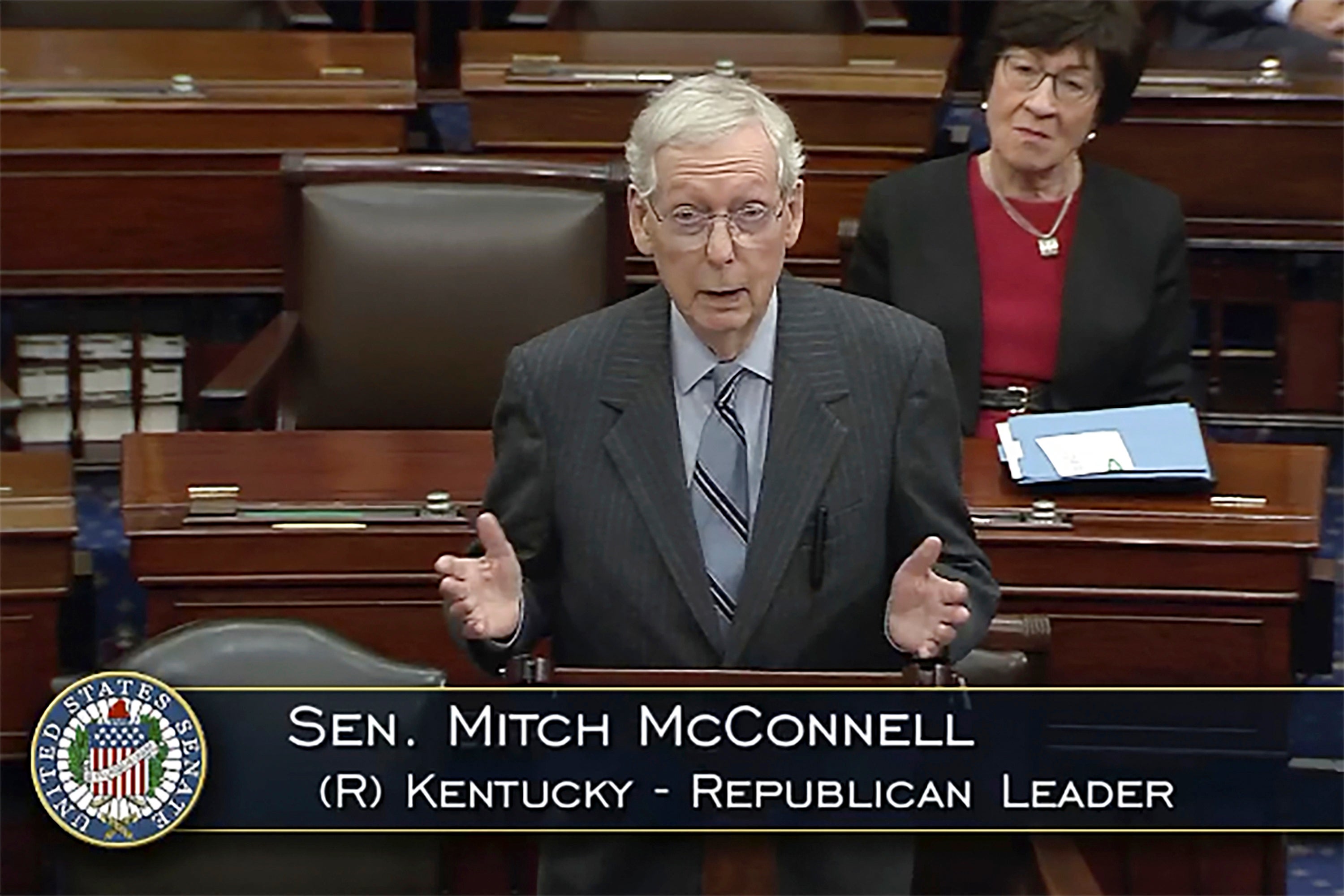 Mr McConnell speaking on the Senate floor, and telling his colleagues he’ll step down in November