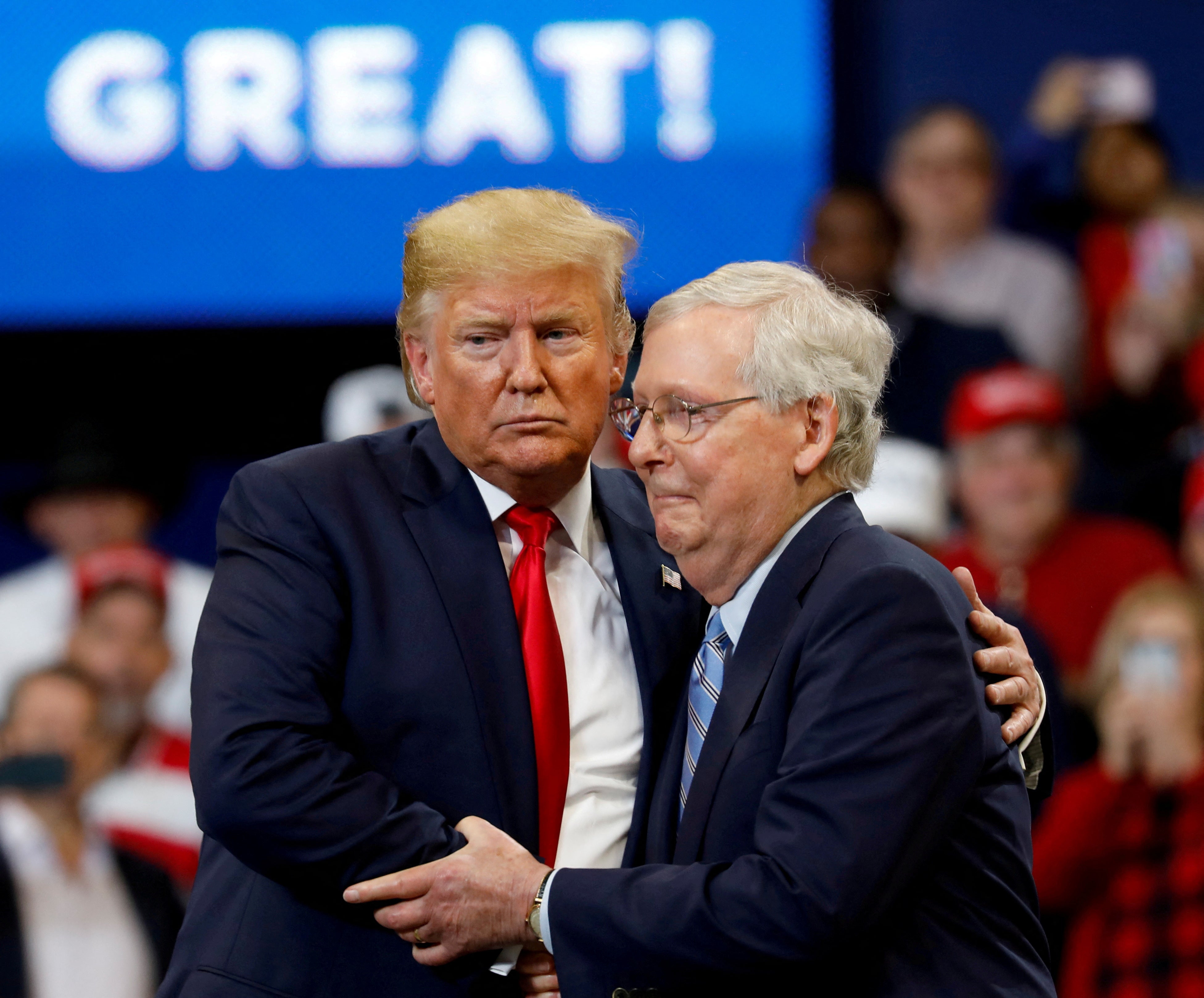 McConnell, pictured with Trump in 2019, said Ronald Reagan ‘wouldn’t recognize’ the GOP today