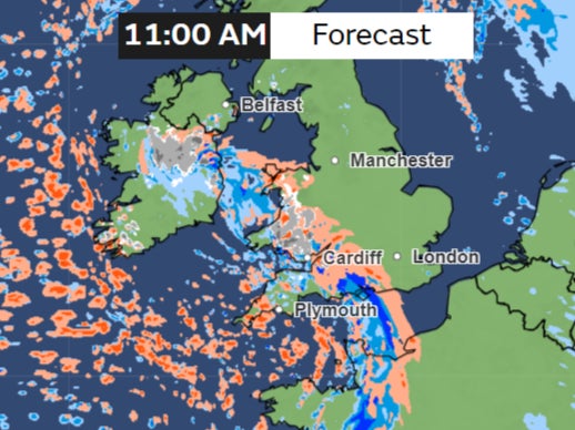 Forecast for Friday morning shows snow and hail in parts of Wales