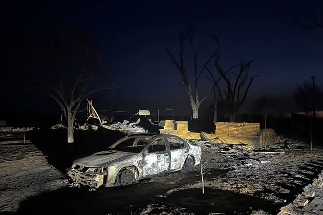 <p>A charred vehicle sits near the ruins of a home after the property was burned by the Smokehouse Creek Fire, Wednesday, Feb. 28, 2024, in Fritch, Texas</p>