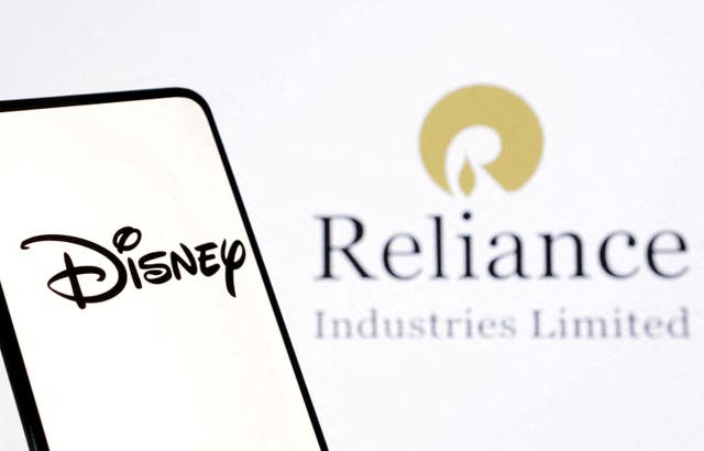<p>Illustration shows Disney and Reliance logos</p>