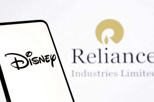 <p>Illustration shows Disney and Reliance logos</p>