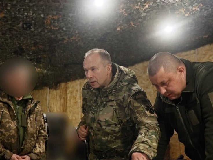 <p>Ukraine’s military chief Oleksandr Syrskyi visits positions near the frontline in eastern Ukraine </p>