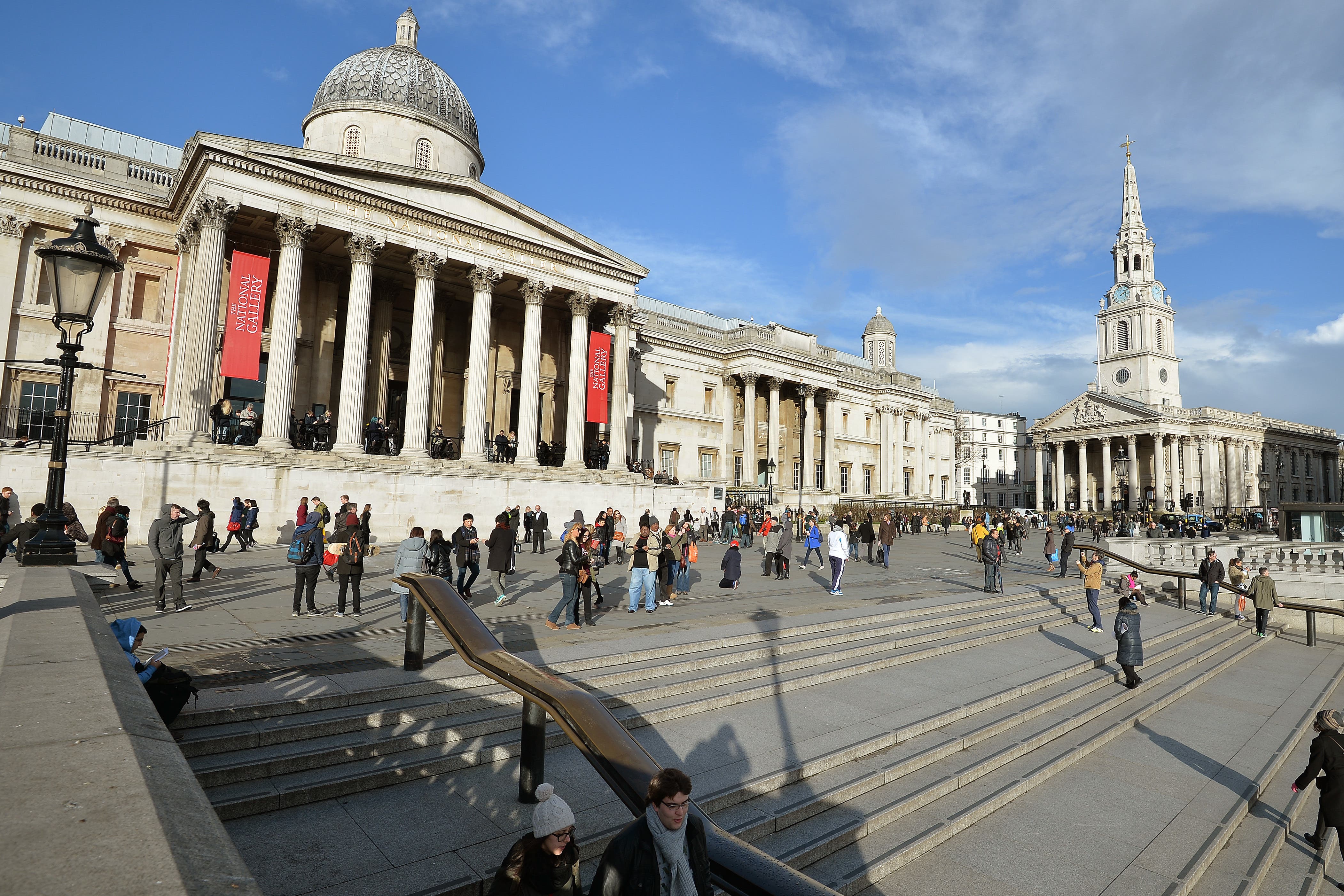 A view of the main entrance of the National Gallery in Trafalgar Square (John Stillwell/PA)