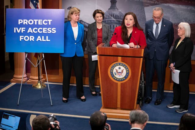 <p>Senator Tammy Duckworth speaks about a bill to establish federal protections for IVF</p>