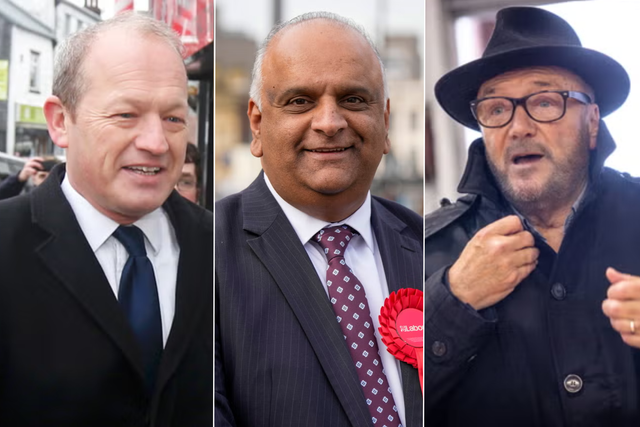 <p>Simon Danczuk (Reform UK), Azhar Ali (former Labour) and George Galloway (Workers Party)</p>