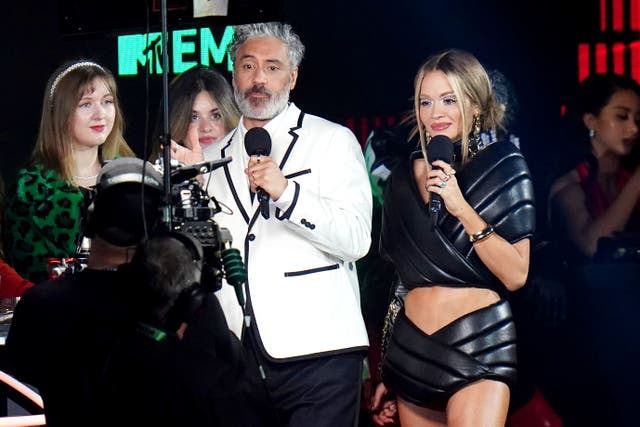 Husband and wife Taika Waititi and Rita Ora hosted the last MTV Europe Music Awards in 2022 (Ian West/PA)