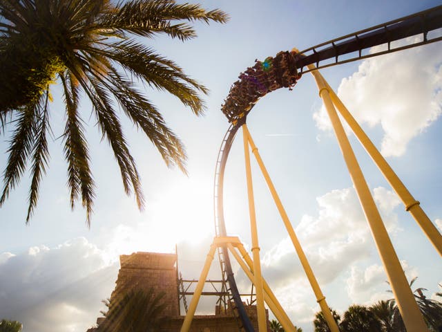 <p>The Montu roller coaster at Busch Gardens has seven inversions </p>