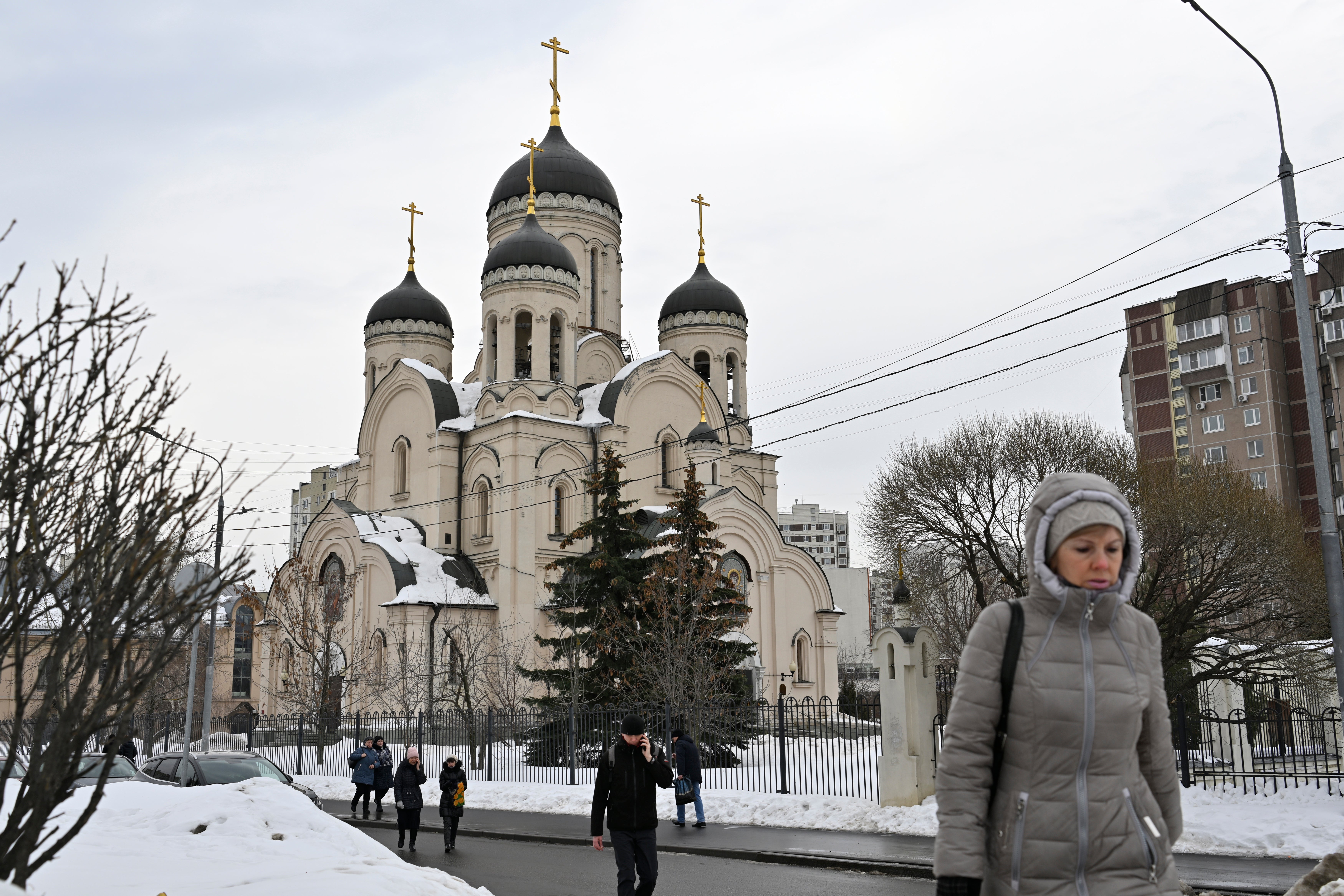 The Church of the Icon of the Mother of God, where Navalny allies have warned police could use violence to disperse mourners