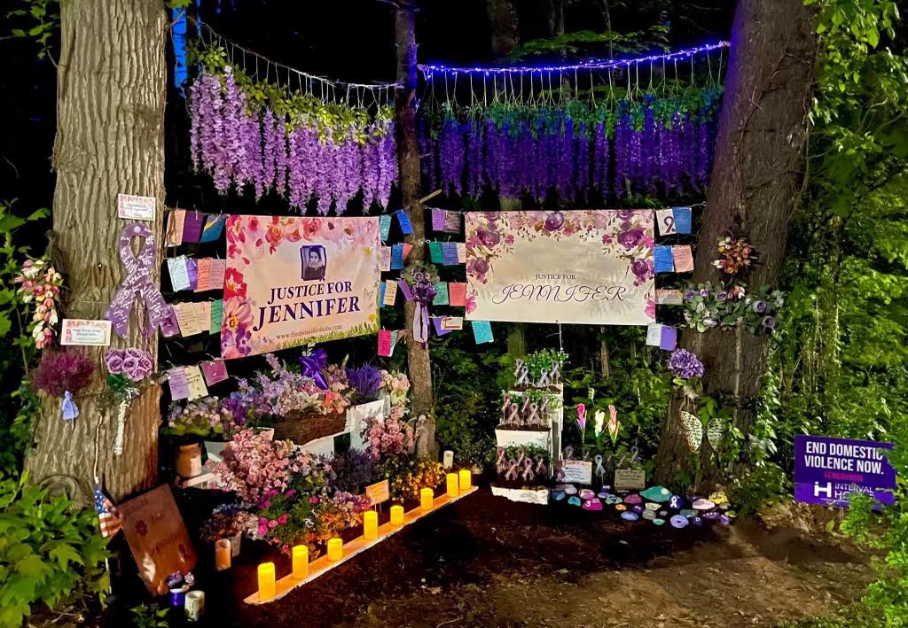 Now: The memorial has been tended to for years and is overflowing with love for Jennifer