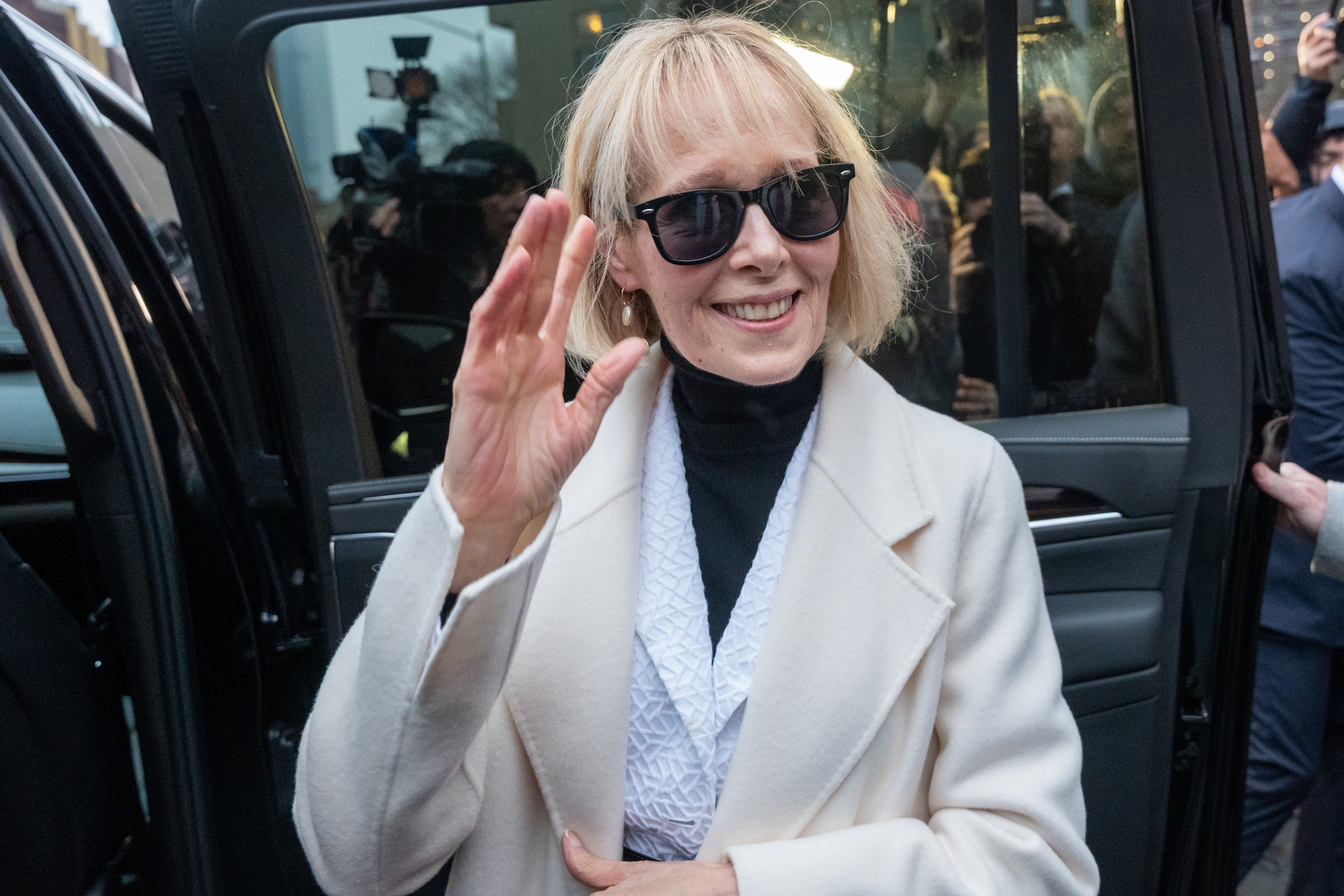 <p>E Jean Carroll departs a Manhattan federal court at the conclusion of her defamation suit against Donald Trump on 26 January 2024 in New York City</p>