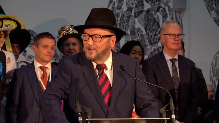 George Galloway gave a victory speech after his Workers Party won the Rochdale by-election