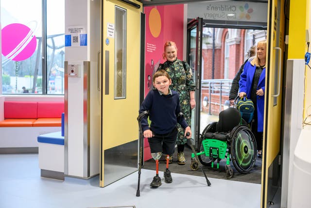 Nine-year-old Tony Hudgell has been honoured by the hospital that saved his life in a thank you for his fundraising efforts (David Tett/Guy’s and St Thomas’ NHS Foundation Trust/PA)