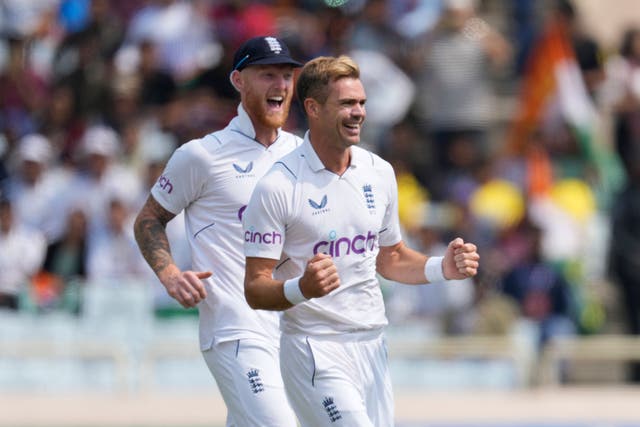 James Anderson, right, could move to 700 Test wickets in India (Ajit Solanki/AP)