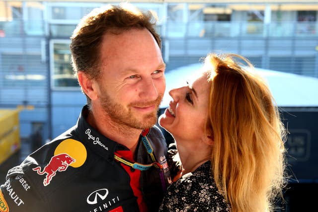 <p>Christian Horner with Geri Halliwell at the F1 Grand Prix in Italy, 2014</p>
