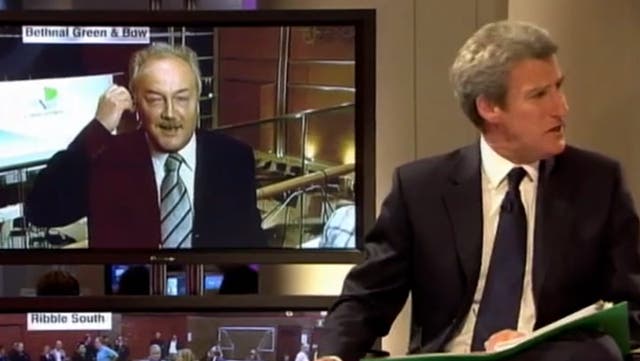 <p>George Galloway storms off Paxman interview during heated 2005 General Election night.</p>