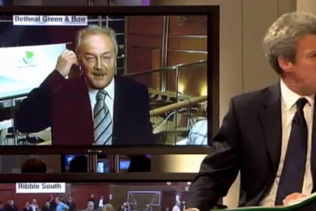 <p>George Galloway storms off Paxman interview during heated 2005 General Election night.</p>