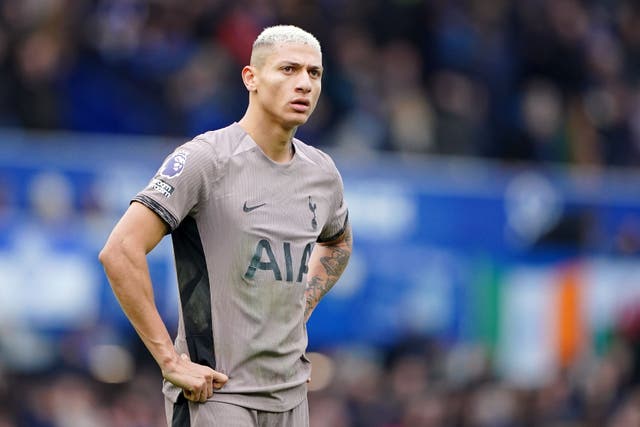 <p>Tottenham forward Richarlison is set for a spell on the sidelines (Peter Byrne/PA)</p>
