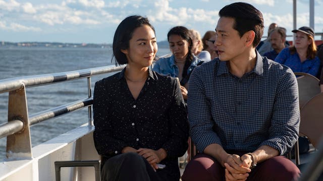 <p>Childhood sweethearts Nora (Greta Lee) and Hae Sung (Teo Yoo) meet up 24 years later in a scene from the 2023 film ‘Past Lives’</p>