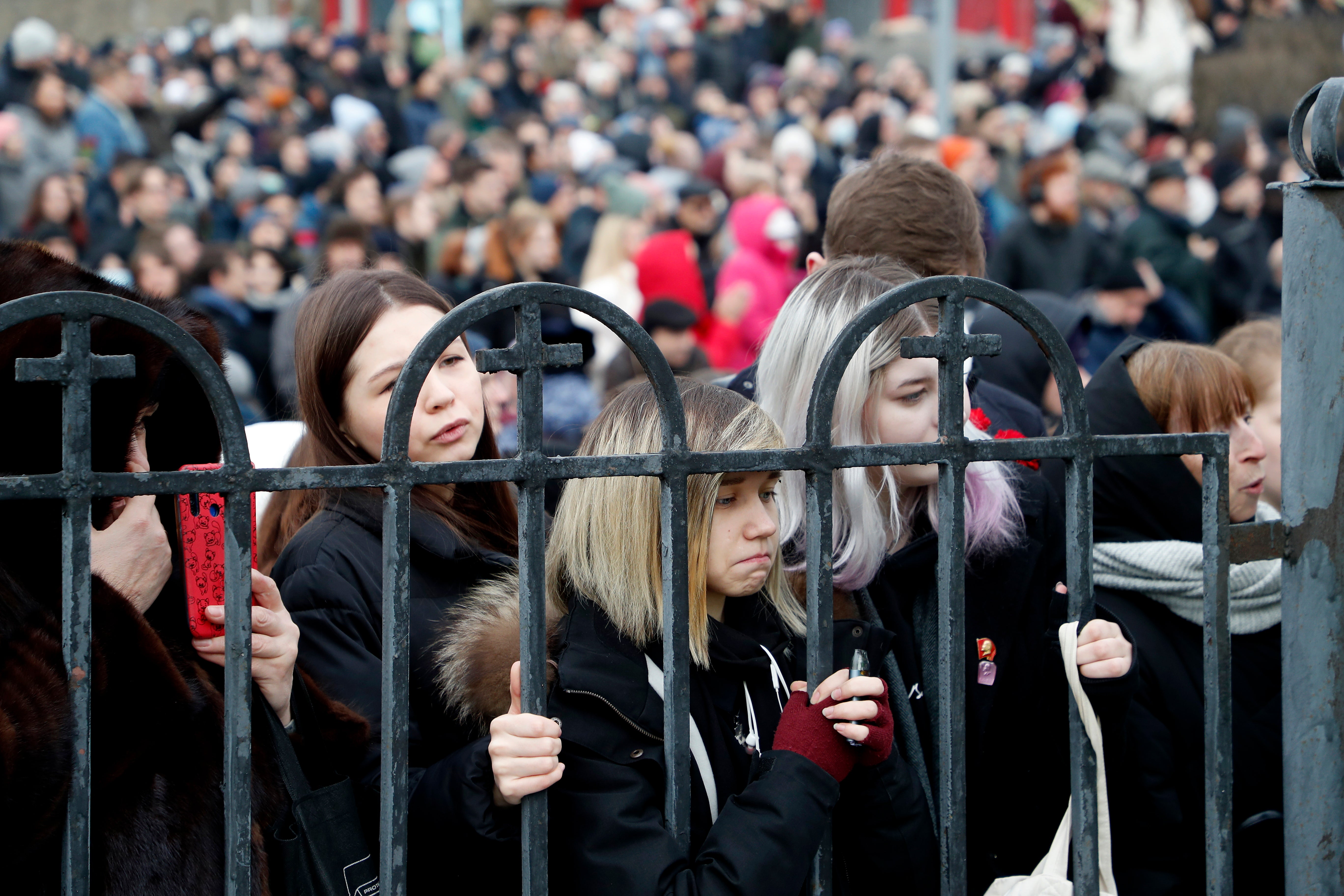 Supporters outside the church in Moscow