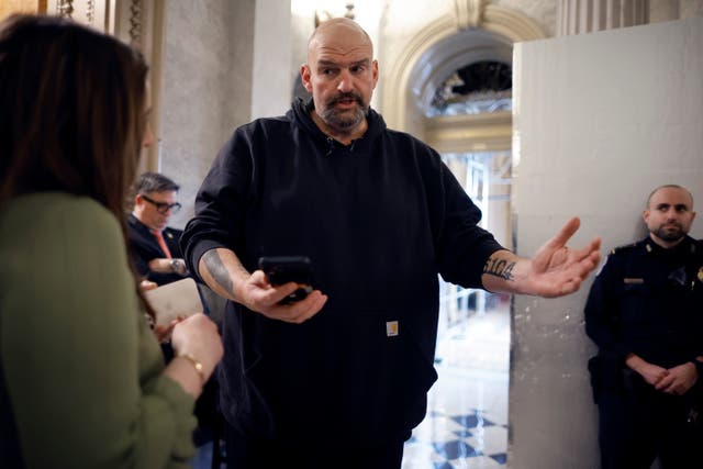 <p>Sen. John Fetterman has blamed Hamas for the killing by IDF troops of more than a hundred Palestinians </p>