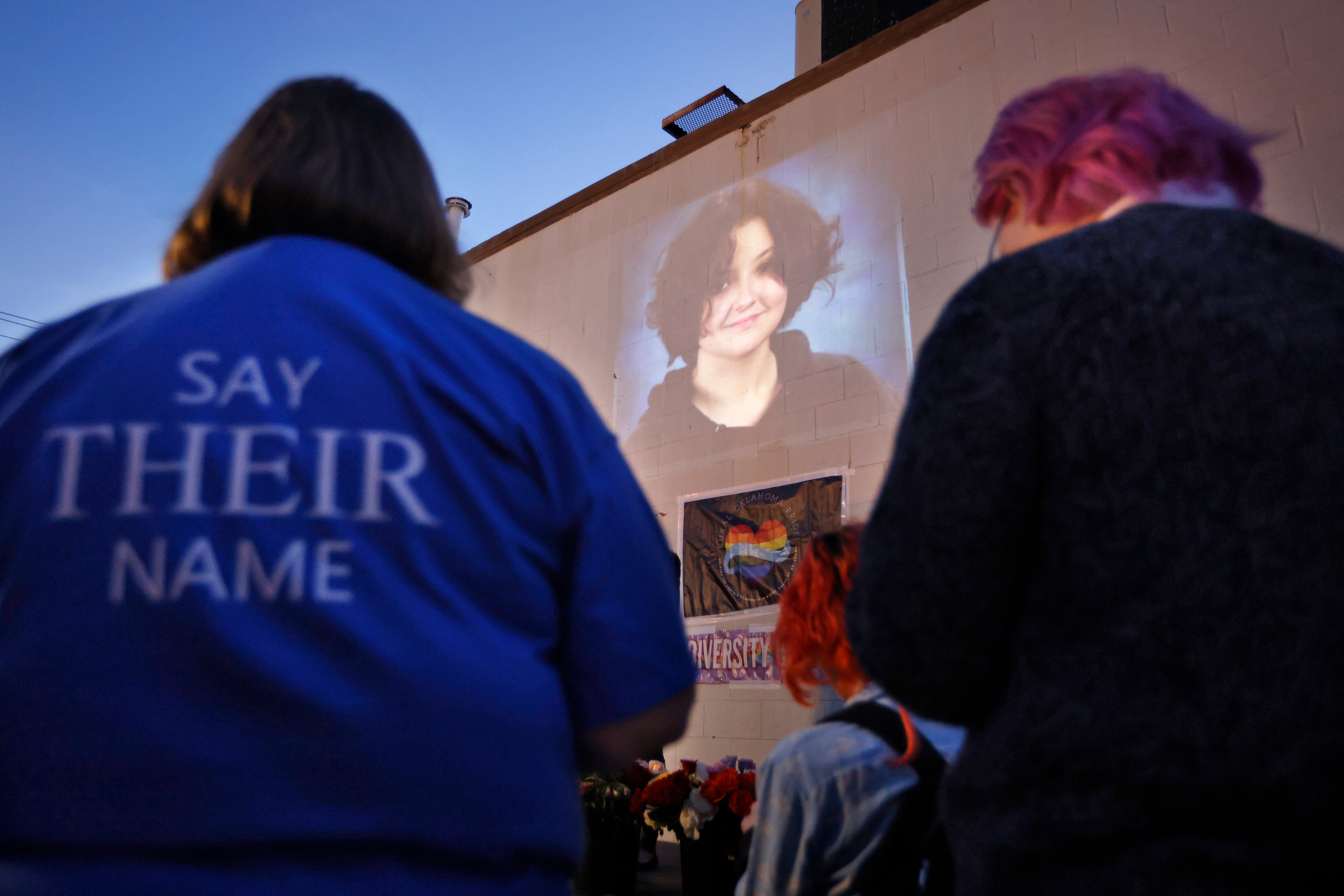 A vigil for Nex Benedict, a nonbinary teenager who died in Oklahoma